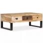 Preview: ARDEBO.de - Couchtisch mit 3 Schubladen Massivholz Mango 90x50x35 cm