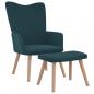 Preview: ARDEBO.de - Relaxsessel mit Hocker Blau Samt