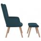 Preview: Relaxsessel mit Hocker Blau Samt