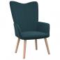 Preview: Relaxsessel mit Hocker Blau Samt