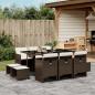 Preview: ARDEBO.de - 11-tlg. Garten-Essgruppe mit Kissen Braun Poly Rattan