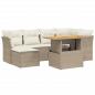 Preview: 7-tlg. Garten-Sofagarnitur mit Kissen Beige Poly Rattan