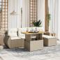 Preview: ARDEBO.de - 6-tlg. Garten-Sofagarnitur mit Kissen Beige Poly Rattan