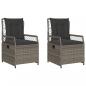 Preview: Gartensessel 2 Stk. Verstellbar Grau Poly Rattan