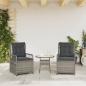 Preview: Gartensessel 2 Stk. Verstellbar Grau Poly Rattan