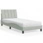 Preview: ARDEBO.de - Bett mit Matratze Hellgrau 80x200 cm Samt