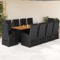 Preview: ARDEBO.de - 11-tlg. Garten-Essgruppe mit Kissen Schwarz Poly Rattan