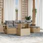 Preview: ARDEBO.de - 6-tlg. Garten-Sofagarnitur mit Kissen Beige Poly Rattan