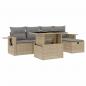 Preview: 6-tlg. Garten-Sofagarnitur mit Kissen Beige Poly Rattan