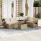 Preview: ARDEBO.de - 9-tlg. Garten-Sofagarnitur mit Kissen Beige Poly Rattan