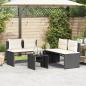 Preview: 4-tlg. Garten-Sofagarnitur mit Kissen Schwarz Poly Rattan