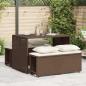 Preview: ARDEBO.de - 3-tlg. Garten-Essgruppe mit Kissen Braun Poly Rattan