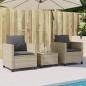 Preview: 3-tlg. Bistro-Set mit Kissen Hellgrau Poly Rattan