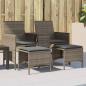 Preview: ARDEBO.de - Gartensofa 2-Sitzer mit Tisch und Hockern Grau Poly Rattan