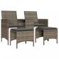 Preview: Gartensofa 2-Sitzer mit Tisch und Hockern Grau Poly Rattan