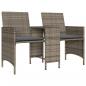 Preview: Gartensofa 2-Sitzer mit Tisch und Hockern Grau Poly Rattan