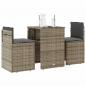 Preview: ARDEBO.de - 3-tlg. Bistro-Set mit Kissen Grau Poly Rattan