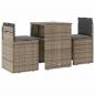 Preview: 3-tlg. Bistro-Set mit Kissen Grau Poly Rattan