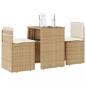 Preview: ARDEBO.de - 3-tlg. Bistro-Set mit Kissen Beige Poly Rattan