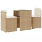 Preview: 3-tlg. Bistro-Set mit Kissen Beige Poly Rattan