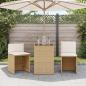 Preview: 3-tlg. Bistro-Set mit Kissen Beige Poly Rattan