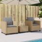 Preview: 3-tlg. Bistro-Set mit Kissen Beige Poly Rattan