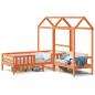 Preview: ARDEBO.de - Massivholzbett und Bank mit Dach Orange 75x190 cm Kiefernholz