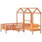 Preview: Massivholzbett und Bank mit Dach Orange 75x190 cm Kiefernholz