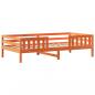 Preview: Massivholzbett und Bank mit Dach Orange 75x190 cm Kiefernholz