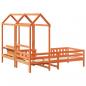 Preview: Massivholzbett und Bank mit Dach Orange 75x190 cm Kiefernholz