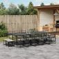 Preview: ARDEBO.de - 15-tlg. Garten-Essgruppe mit Kissen Schwarz Poly Rattan