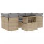 Preview: 7-tlg. Garten-Sofagarnitur mit Kissen Beige Poly Rattan