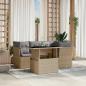 Preview: ARDEBO.de - 5-tlg. Garten-Sofagarnitur mit Kissen Beige Poly Rattan