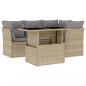 Preview: 5-tlg. Garten-Sofagarnitur mit Kissen Beige Poly Rattan