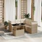 Preview: ARDEBO.de - 6-tlg. Garten-Sofagarnitur mit Kissen Beige Poly Rattan