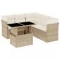 Preview: 6-tlg. Garten-Sofagarnitur mit Kissen Beige Poly Rattan