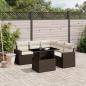 Preview: ARDEBO.de - 6-tlg. Garten-Sofagarnitur mit Kissen Braun Poly Rattan