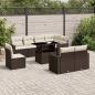 Preview: ARDEBO.de - 9-tlg. Garten-Sofagarnitur mit Kissen Braun Poly Rattan