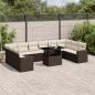 Preview: ARDEBO.de - 11-tlg. Garten-Sofagarnitur mit Kissen Braun Poly Rattan