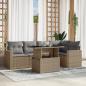 Preview: ARDEBO.de - 6-tlg. Garten-Sofagarnitur mit Kissen Beige Poly Rattan