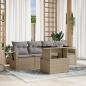 Preview: ARDEBO.de - 5-tlg. Garten-Sofagarnitur mit Kissen Beige Poly Rattan