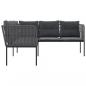 Preview: Gartensofa in L-Form mit Kissen Schwarz Stahl und Textilene