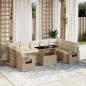 Preview: ARDEBO.de - 10-tlg. Garten-Sofagarnitur mit Kissen Beige Poly Rattan