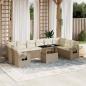 Preview: ARDEBO.de - 11-tlg. Garten-Sofagarnitur mit Kissen Beige Poly Rattan