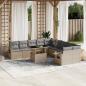 Preview: ARDEBO.de - 11-tlg. Garten-Sofagarnitur mit Kissen Beige Poly Rattan