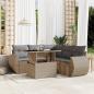 Preview: ARDEBO.de - 6-tlg. Garten-Sofagarnitur mit Kissen Beige Poly Rattan