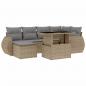 Preview: 7-tlg. Garten-Sofagarnitur mit Kissen Beige Poly Rattan