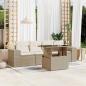 Preview: ARDEBO.de - 5-tlg. Garten-Sofagarnitur mit Kissen Beige Poly Rattan