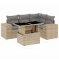 Preview: 5-tlg. Garten-Sofagarnitur mit Kissen Beige Poly Rattan