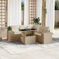 Preview: ARDEBO.de - 6-tlg. Garten-Sofagarnitur mit Kissen Beige Poly Rattan